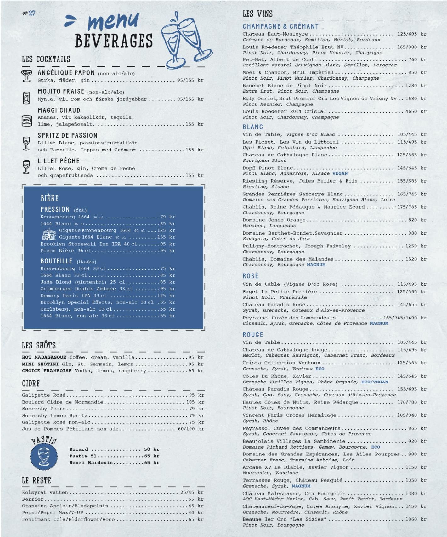 Boulebars dryckesmeny April 2025