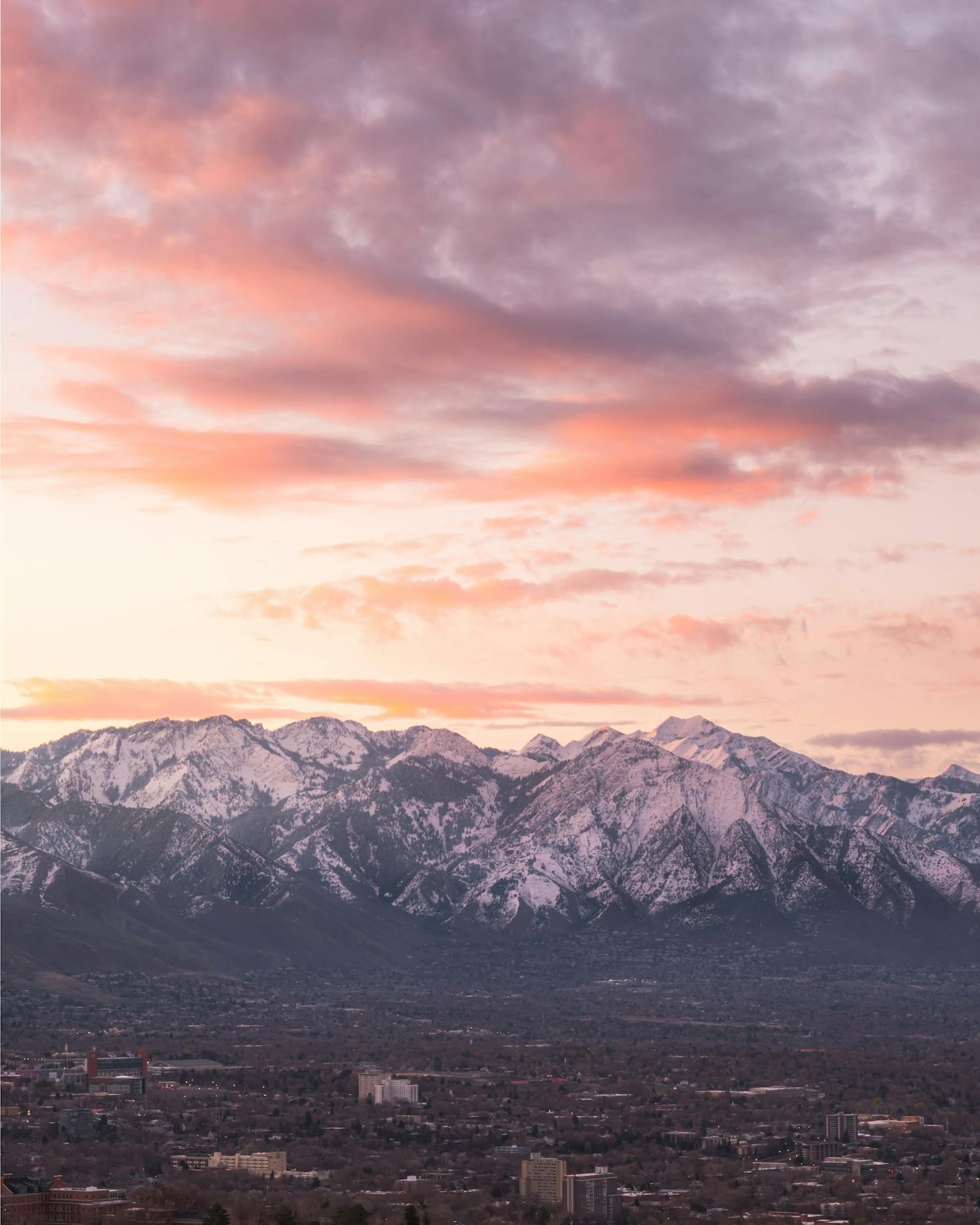 Mountain view at sunset from a plane departing Salt Lake City Airport