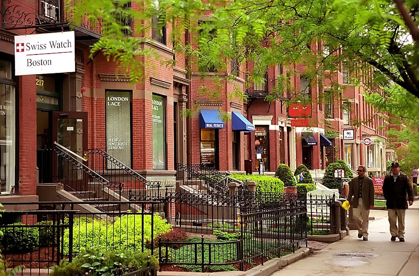 Brownstone houses in the Back Bay neighborhood in Boston