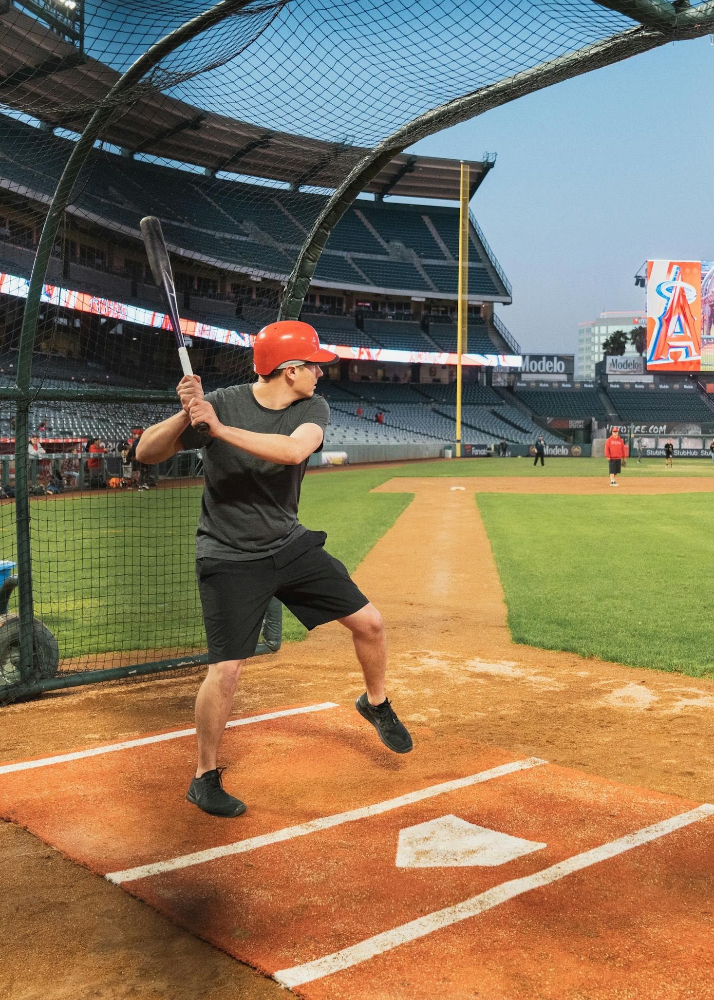 Batting practice at Angels Stadium