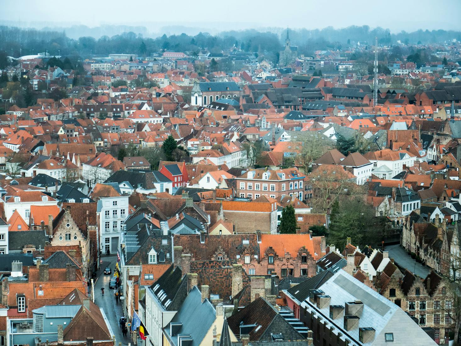 aerial view of Bruges