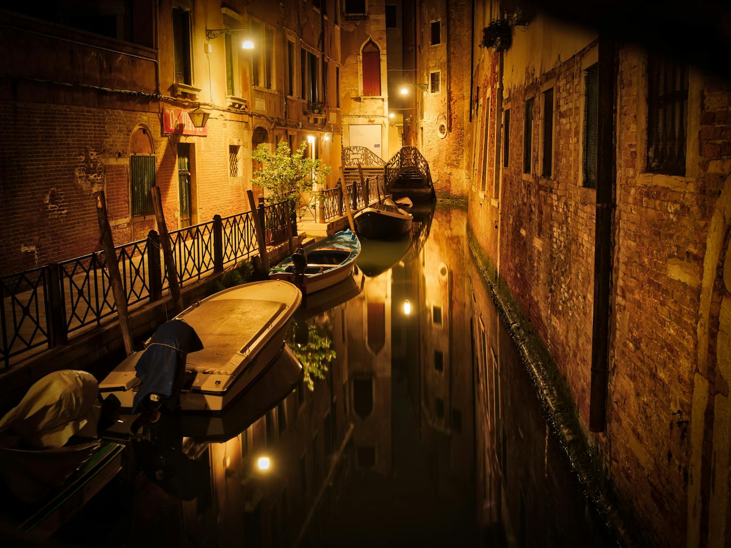 Venice canal at night