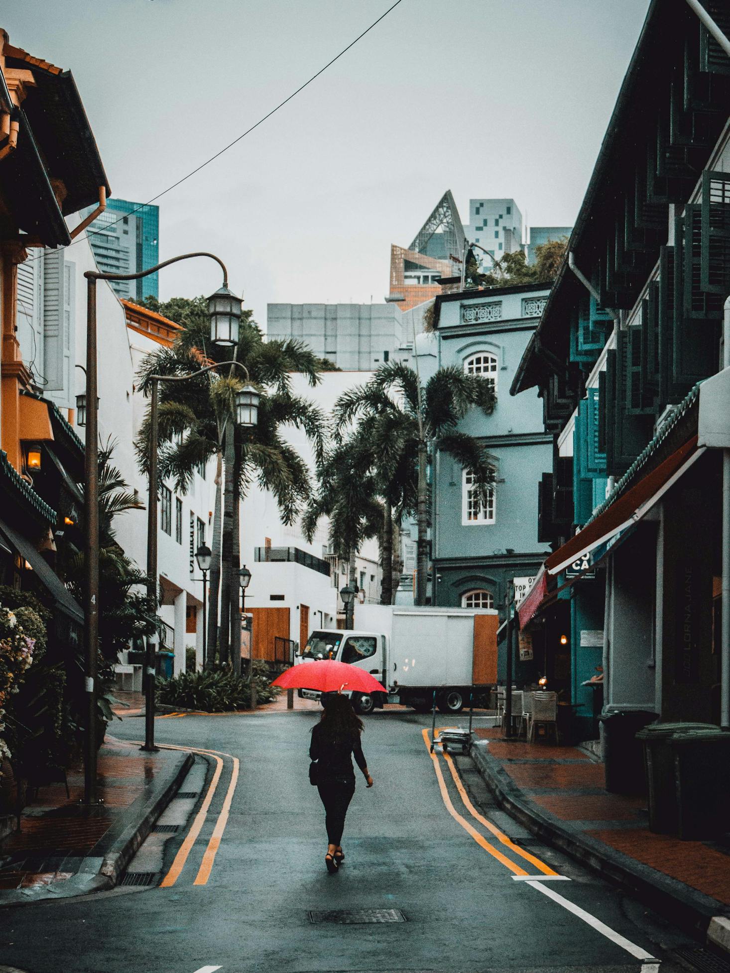 Rainy street in Singapore