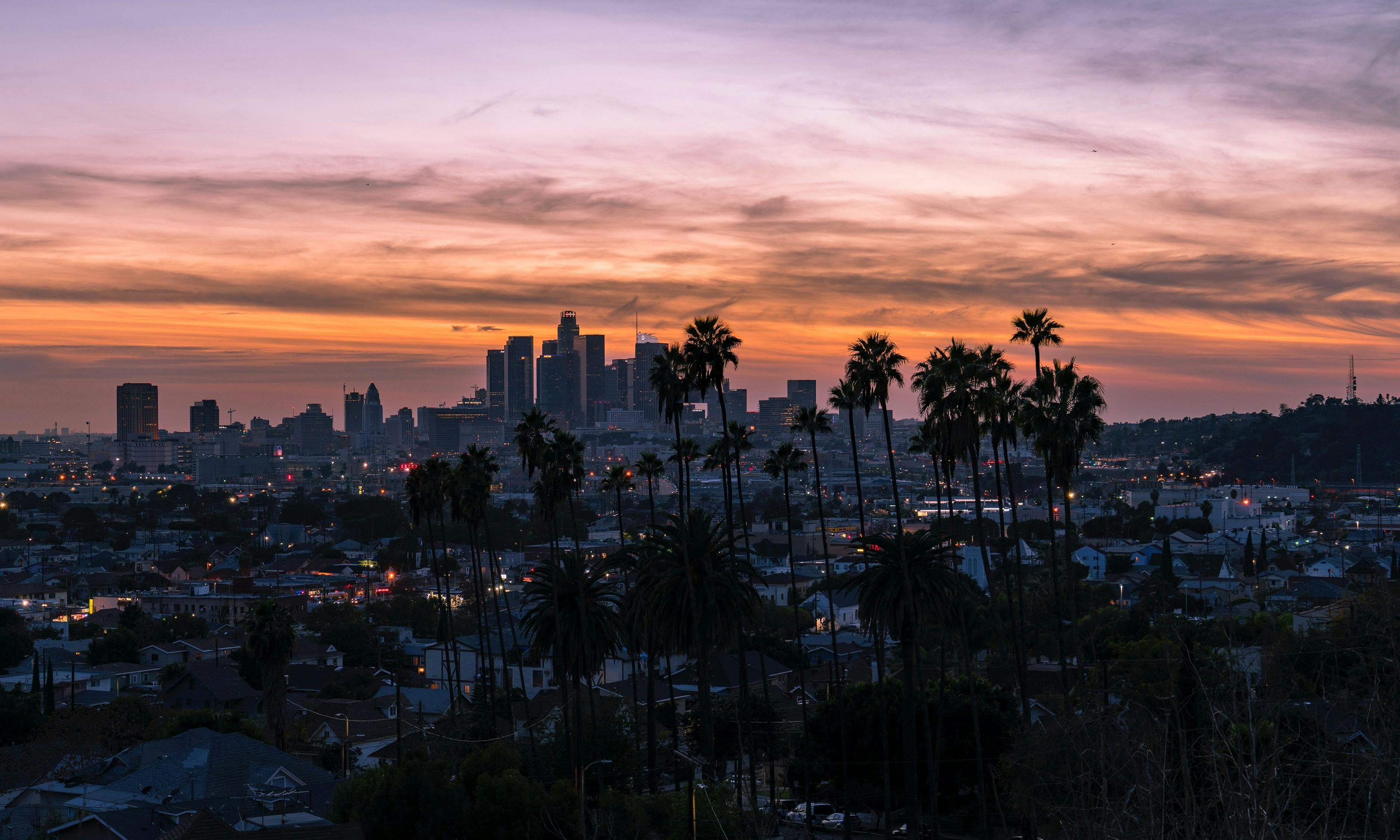 Relaxing Drive on Sunset Boulevard in Los Angeles at Sunset time, ASMR, calming