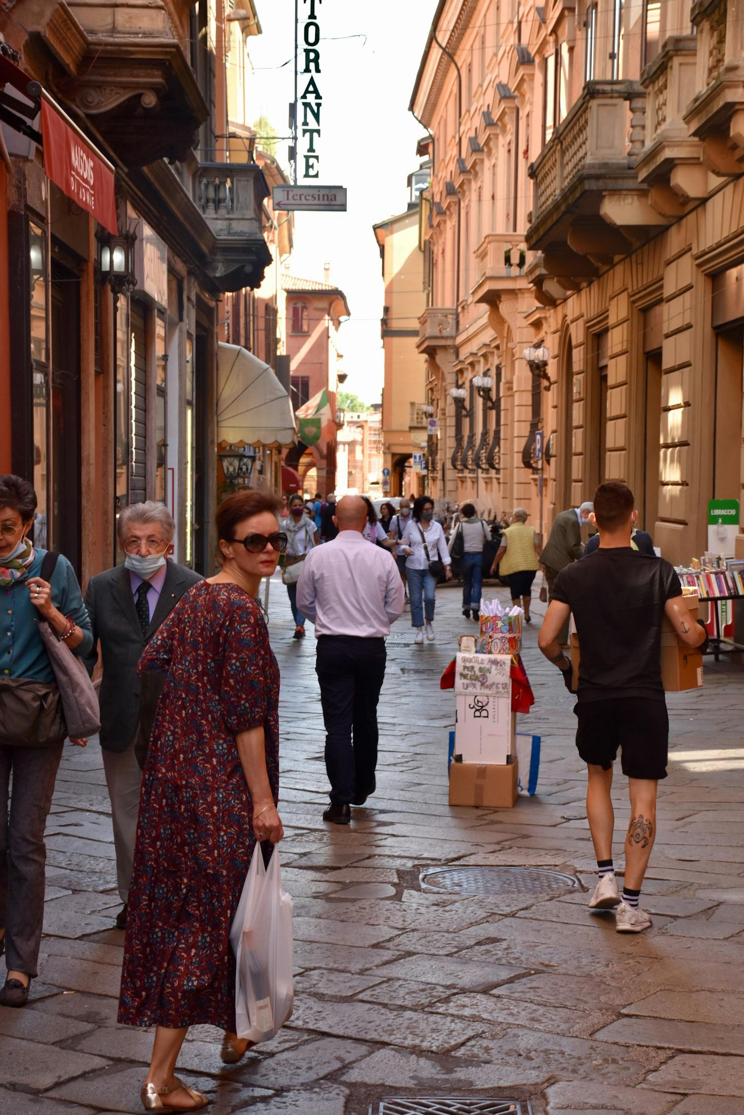 A pedestrian shopping area in Italy