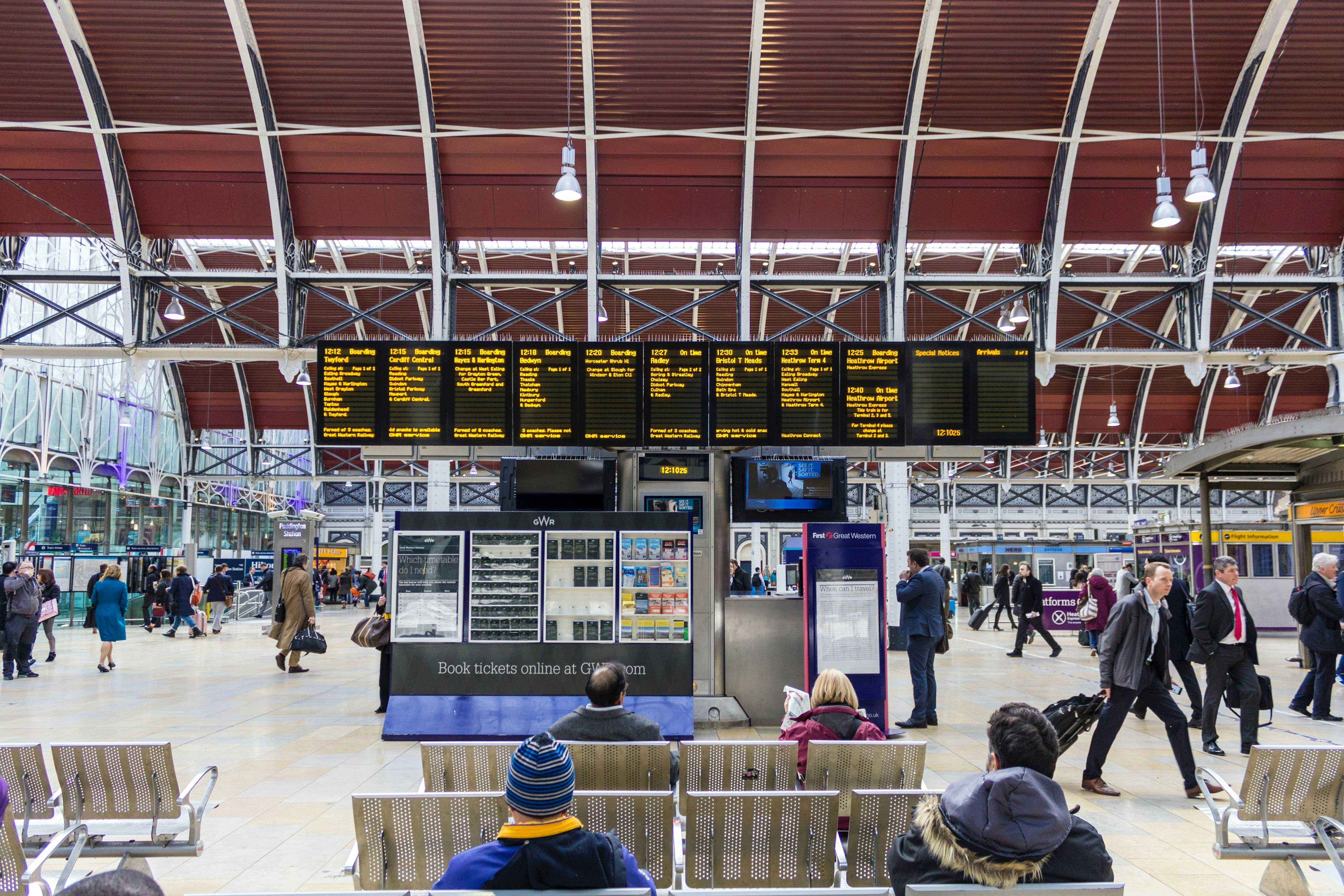Arrivals board, Paddington Station, London