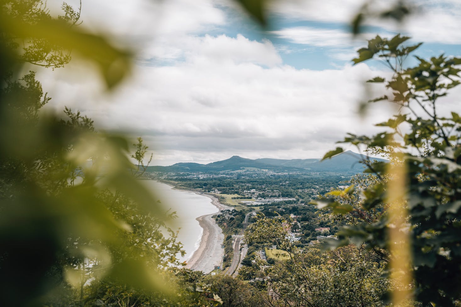 View of mountains and ocean near Dublin