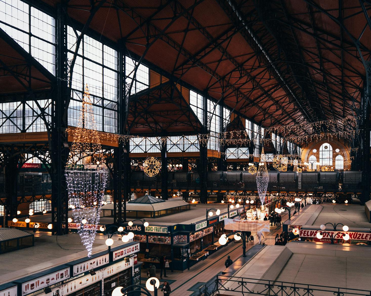 Market in Budapest at night