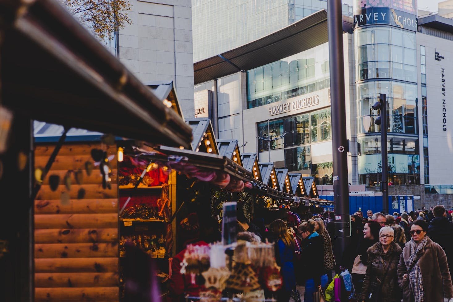 A Christmas market in Manchester, UK