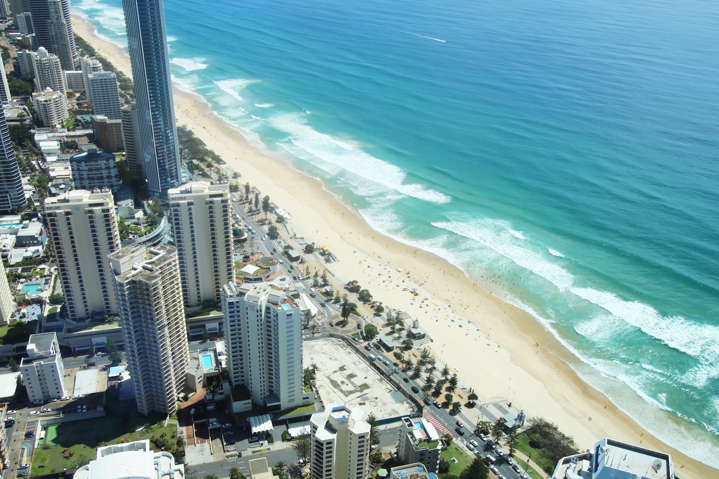 Aerial view of Gold Coast hotels