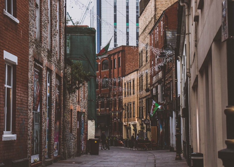 Old Street in Cardiff, Wales, UK
