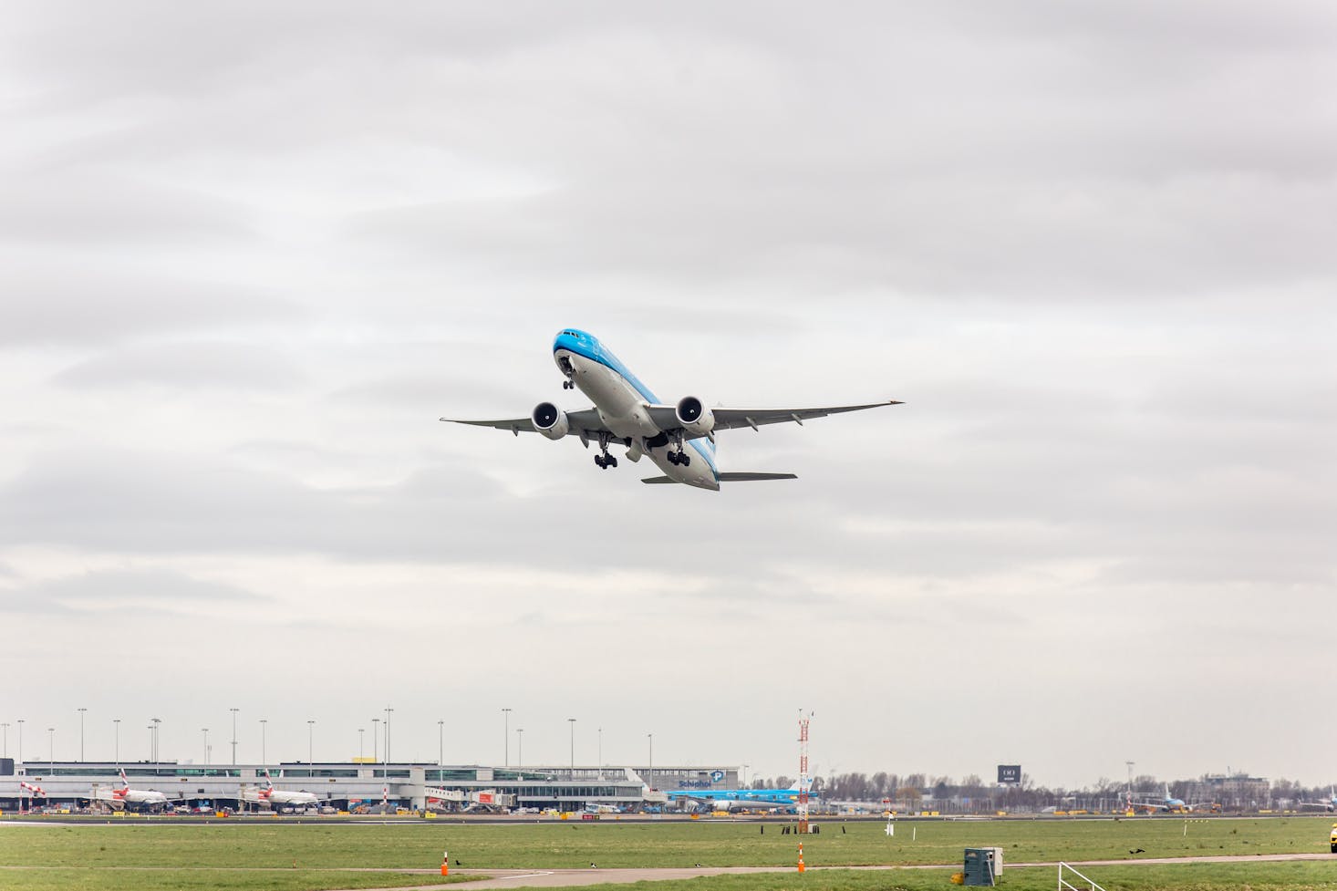Plane taking off at Amsterdam airport