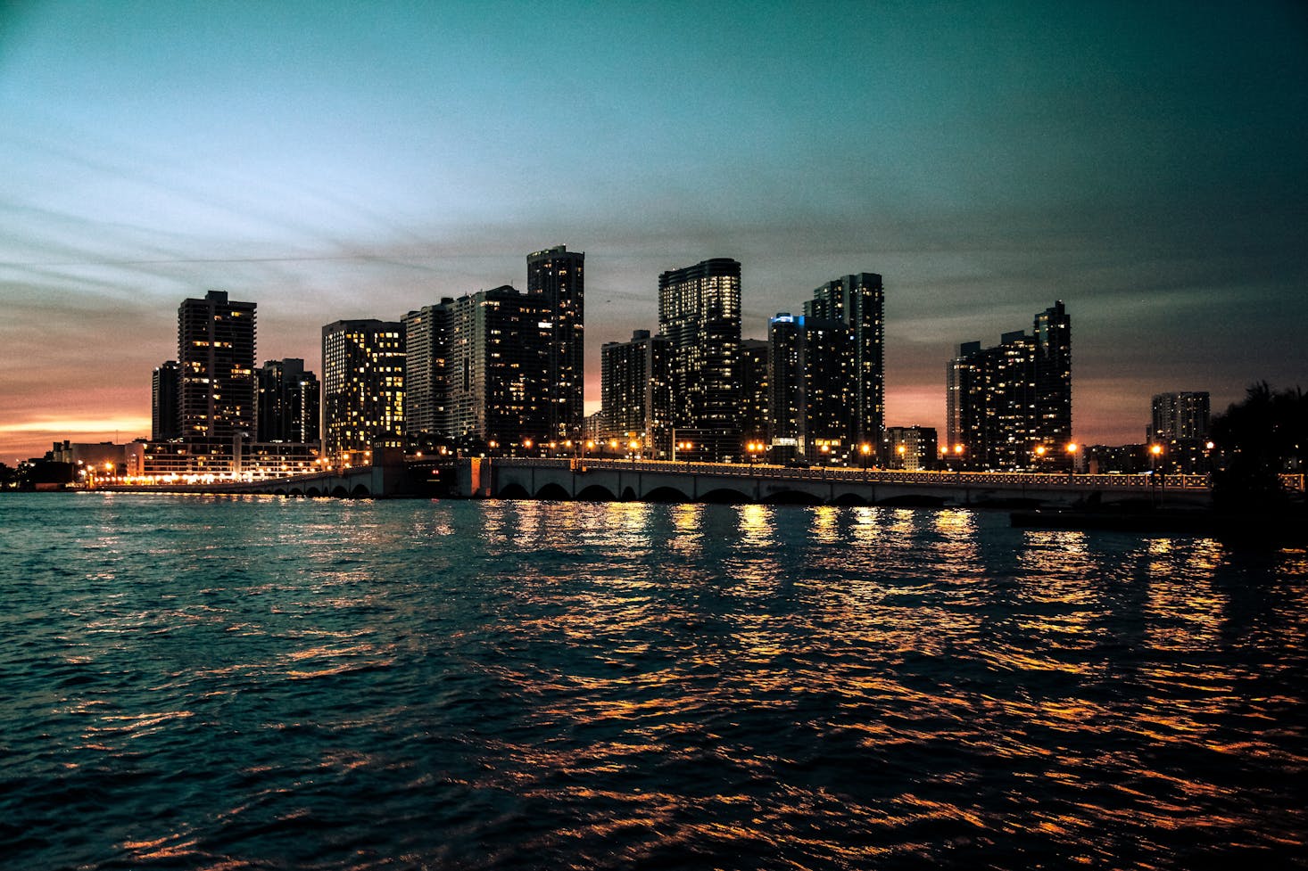 Miami skyline at night