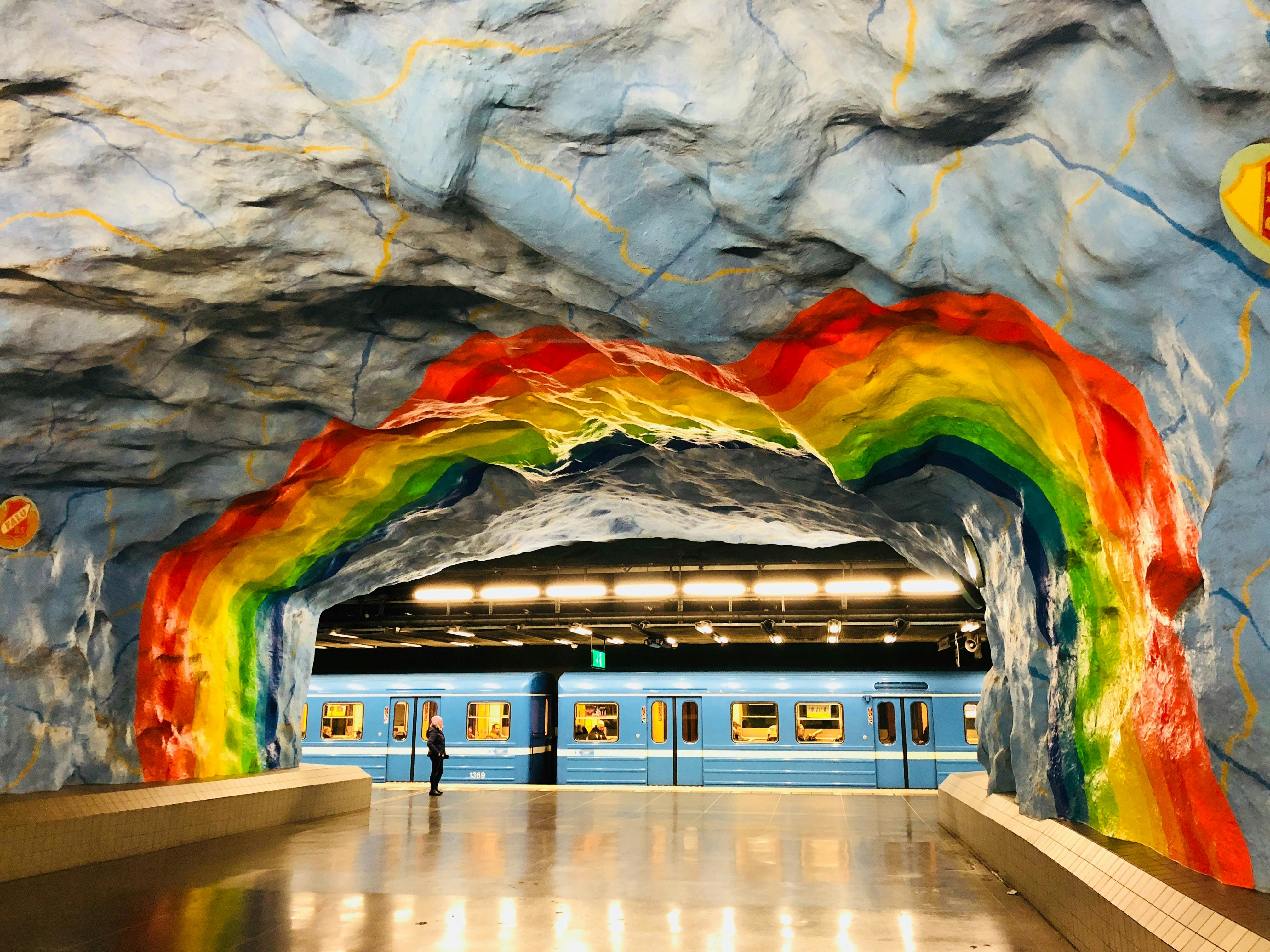painted cave in subway station