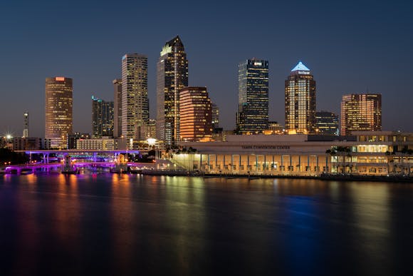 Tampa skyline reflected in water