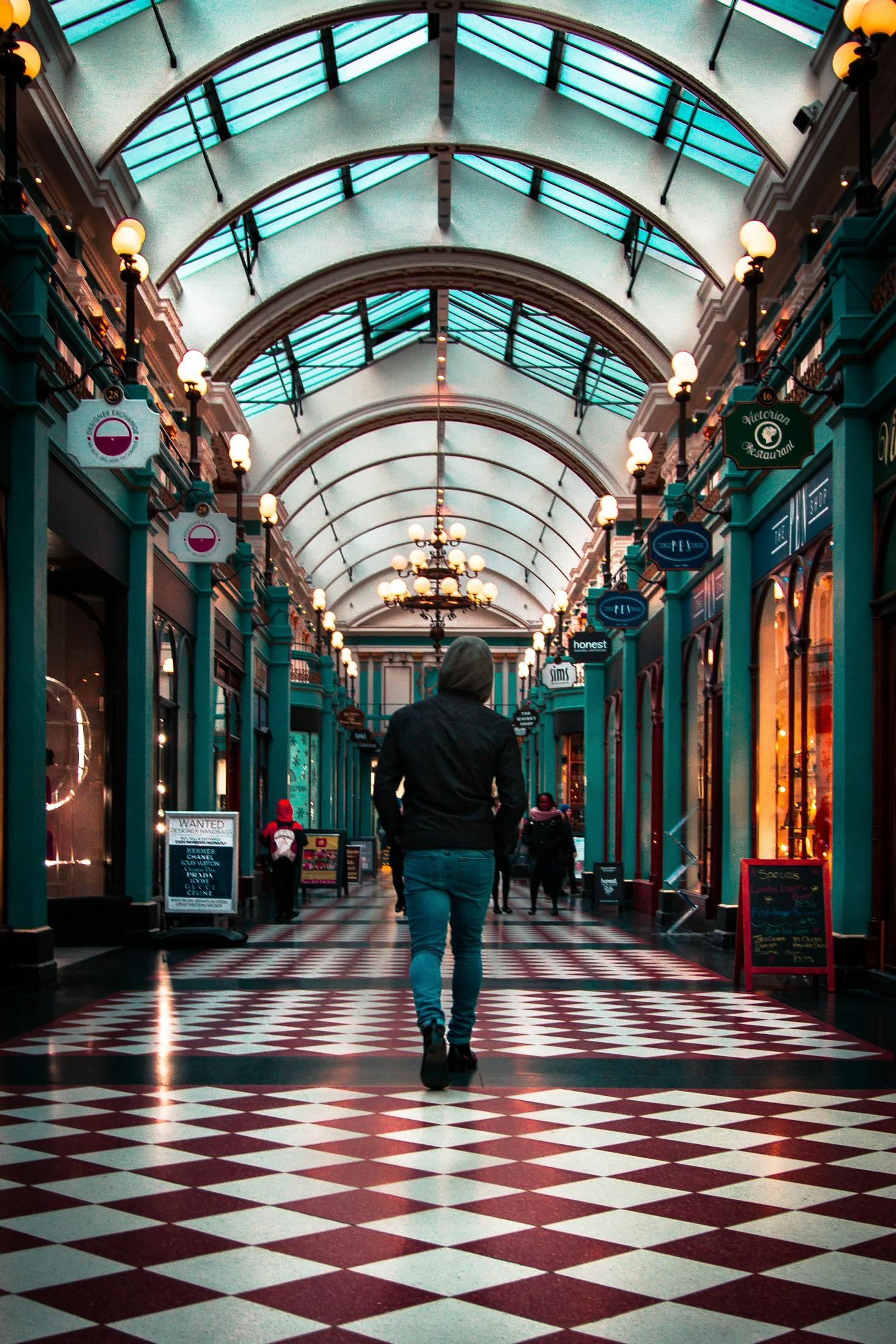 Arcade shopping in Birmingham, UK