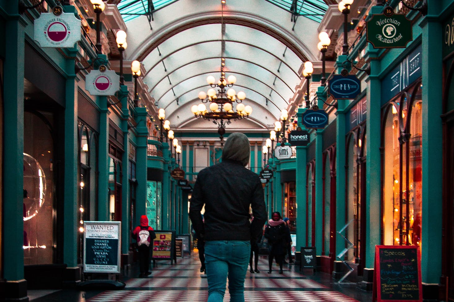 Arcade shopping in Birmingham, UK