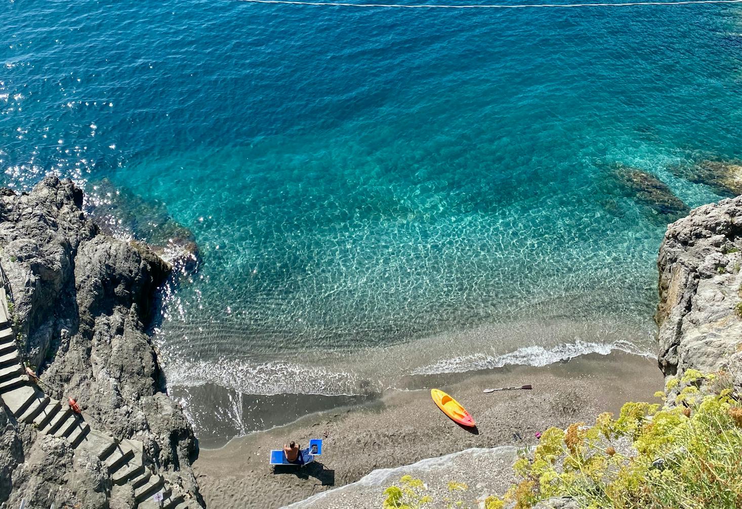 Secluded beach in Maiori, Italy