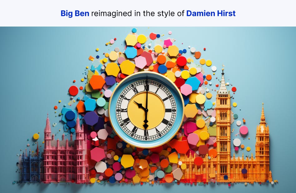 Big Ben reimagined in the style of Damien Hirst