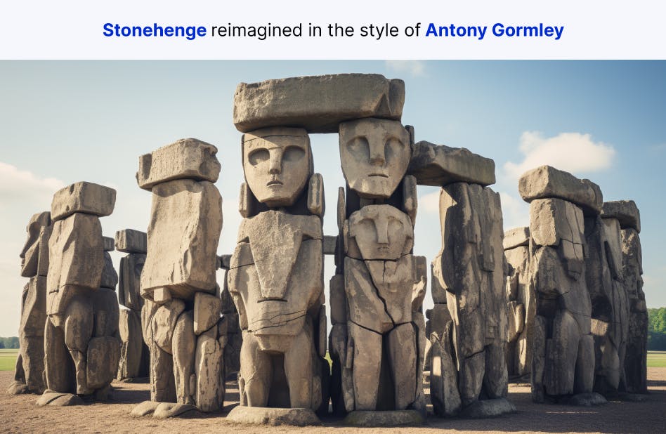 Stonehenge reimagined in the style of Antony Gormley