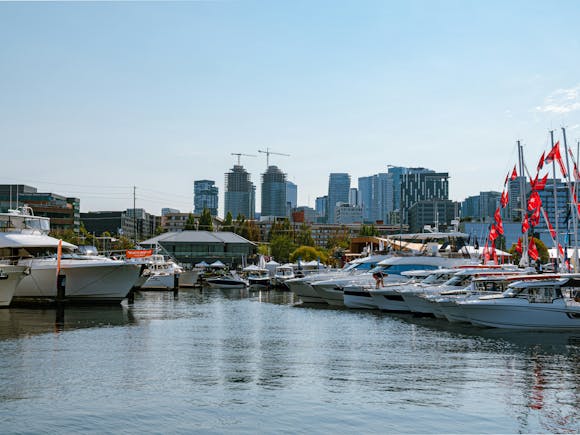 A port with several docked boats and yachts