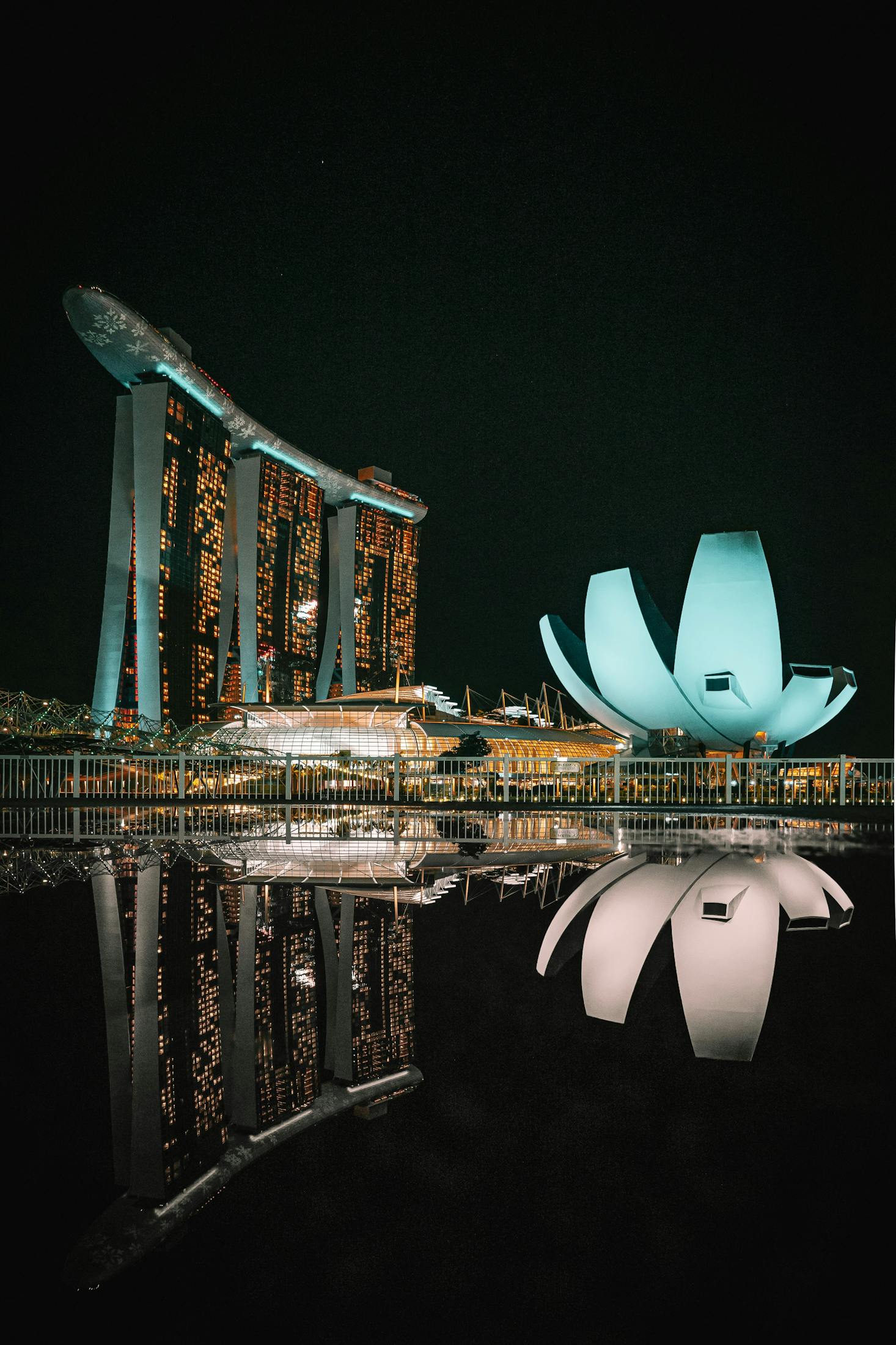 The Marina Bay Sands resort lit up at night in Singapore