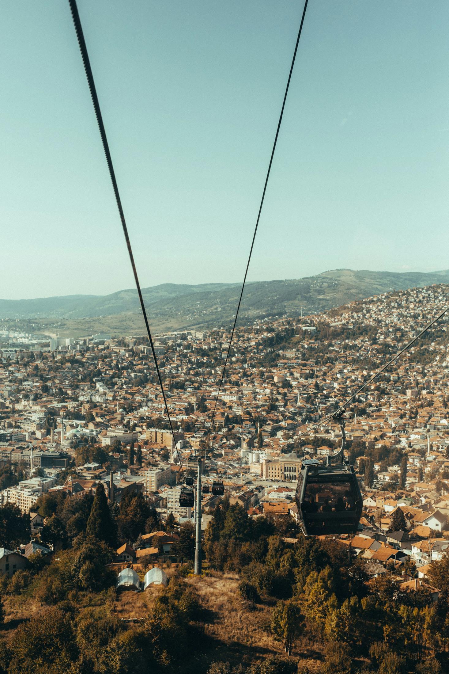 View of Sarajevo from the cable car on Trebević Mountain