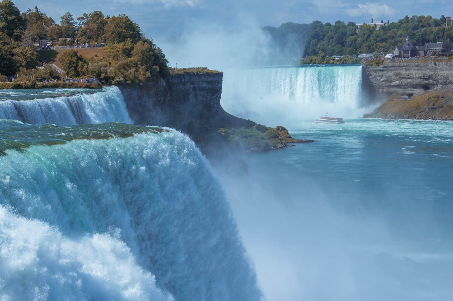 The USA side of the misty Niagara Falls in New York