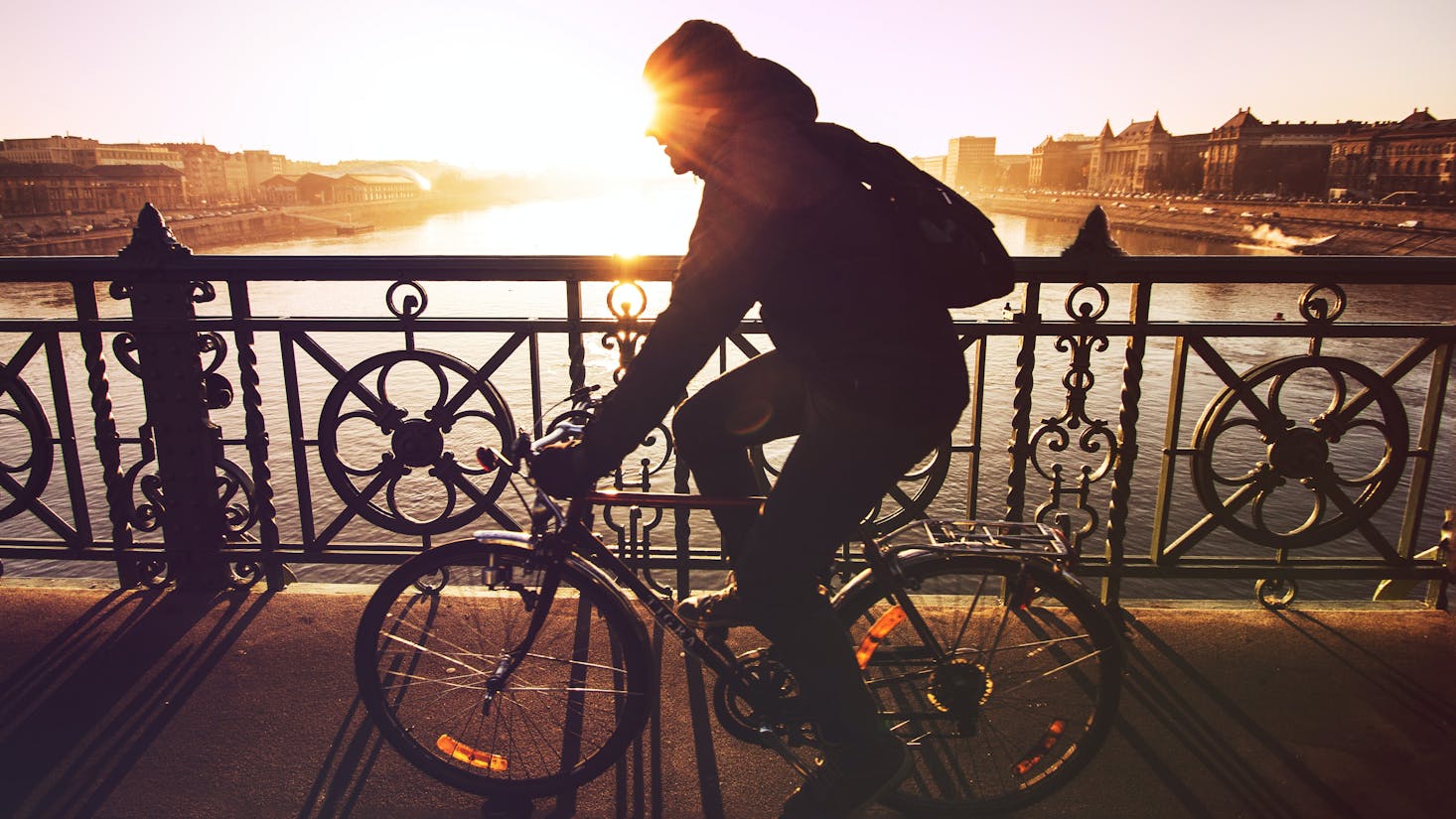 Cyclist in Budapest, Hungary, 