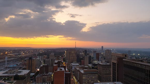 Johannesburg skyline at sunset