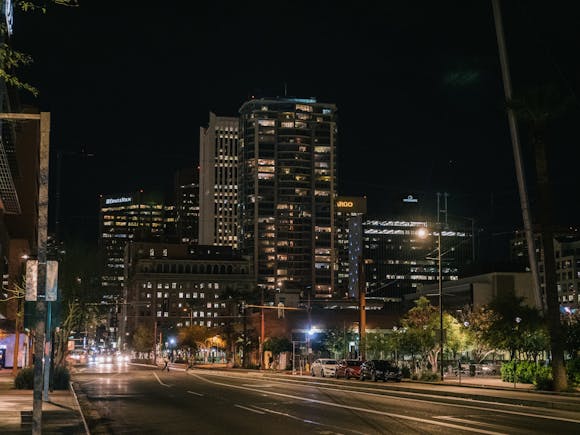 downtown Phoenix at night