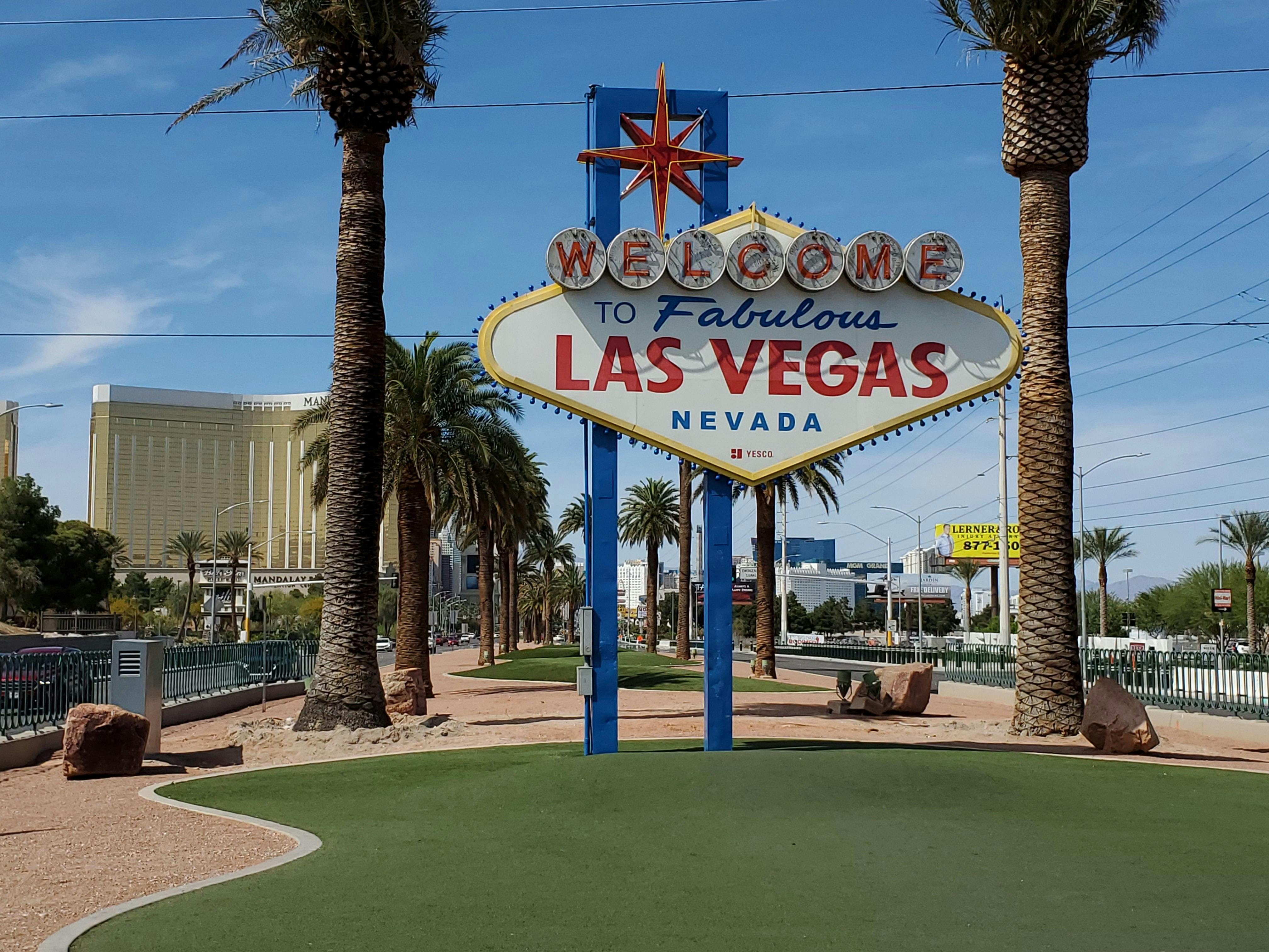 Illuminated Gateway Arches Welcome Visitors to Downtown Las Vegas