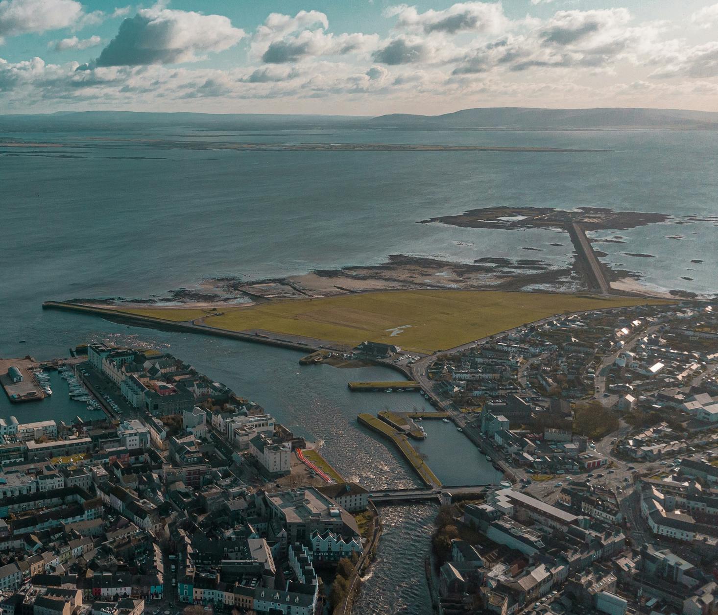 Aerial view of the Galway coast in Ireland