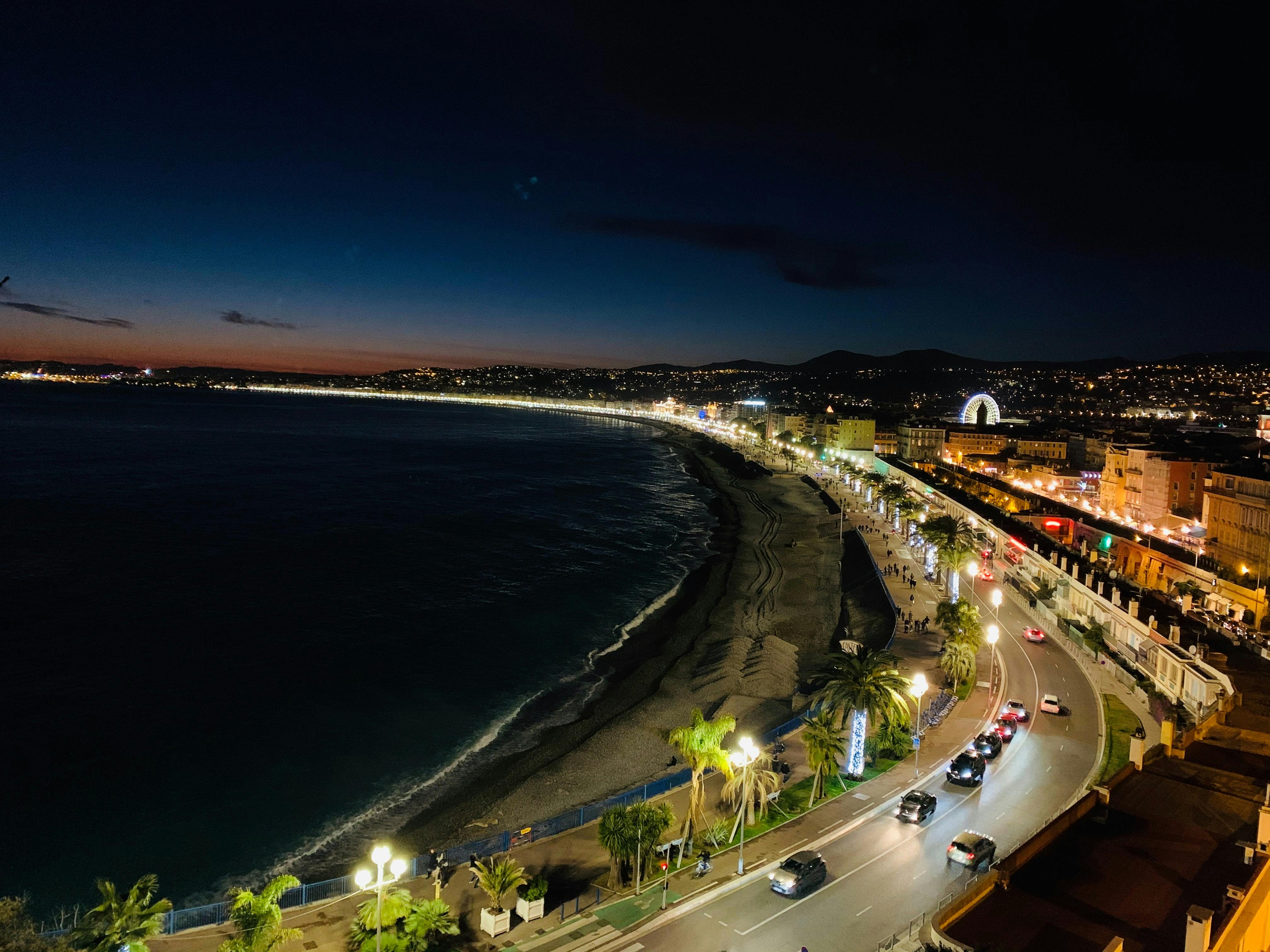 Cars on the road in Nice, France