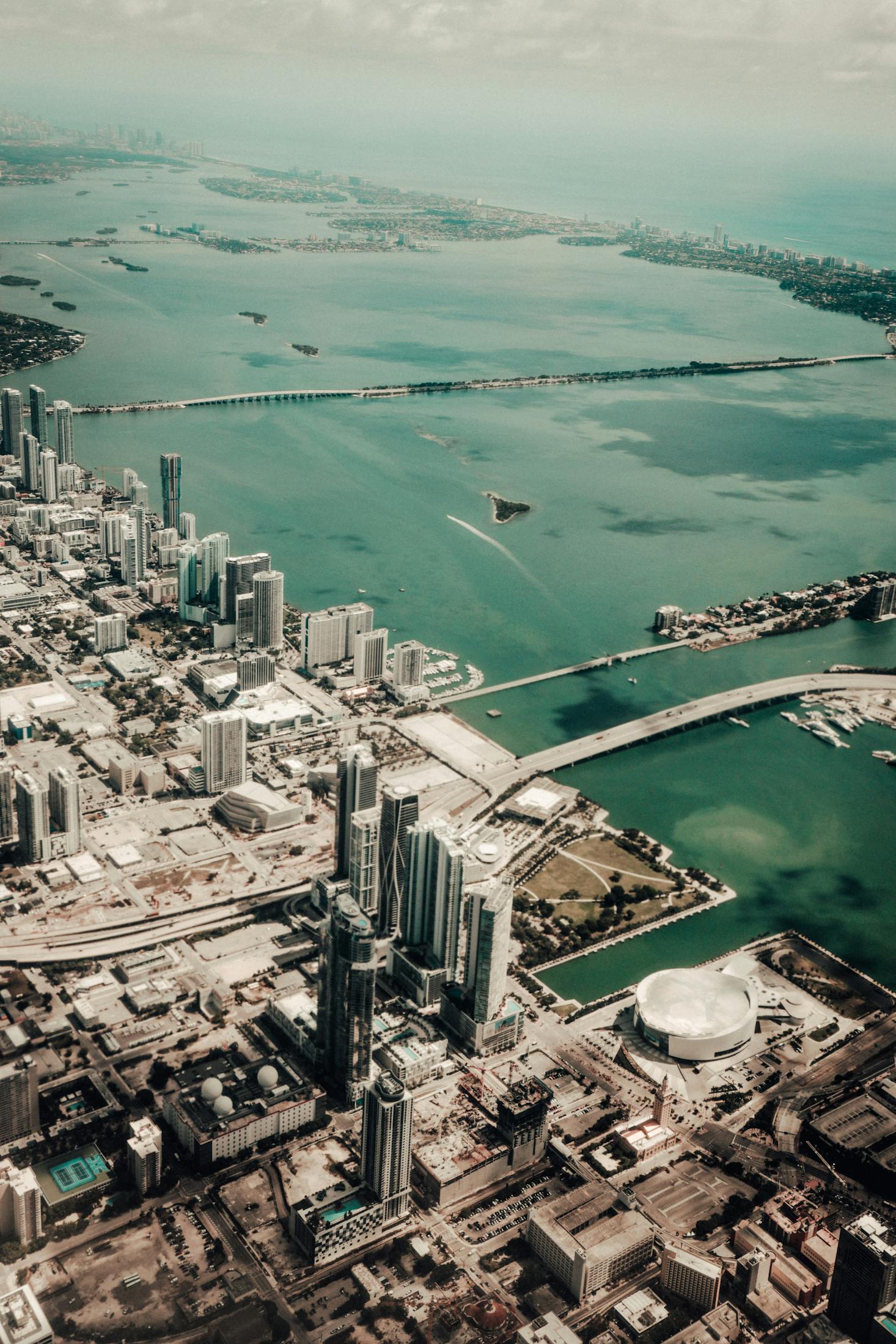 Highrises and unique buildings line the seashore in Fort Lauderdale, Florida