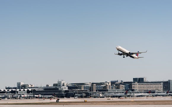 Plane taking off at Minneapolis Airport