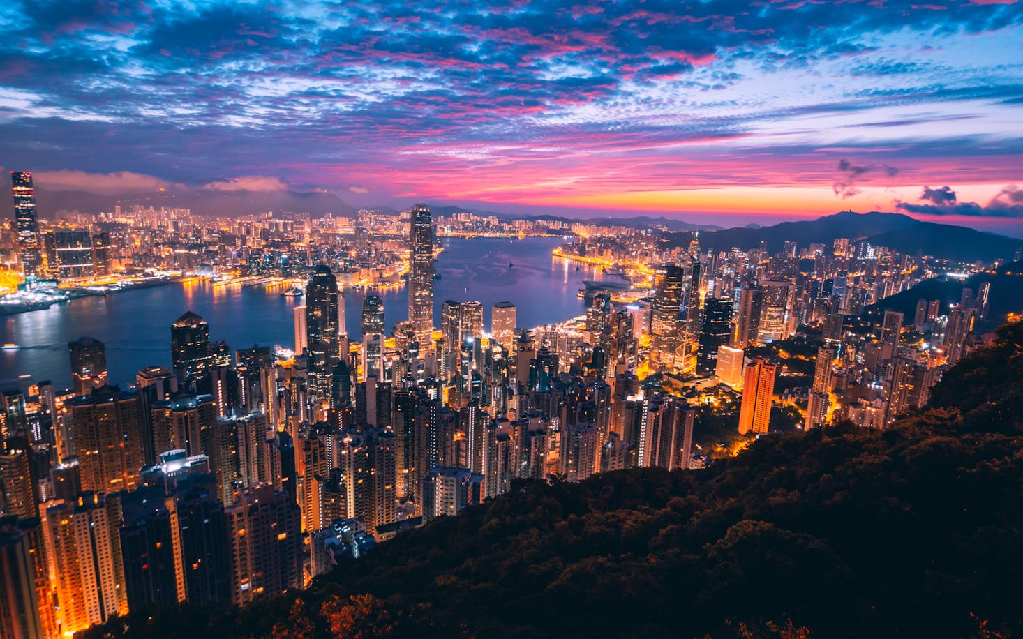 Hong Kong skyline by night