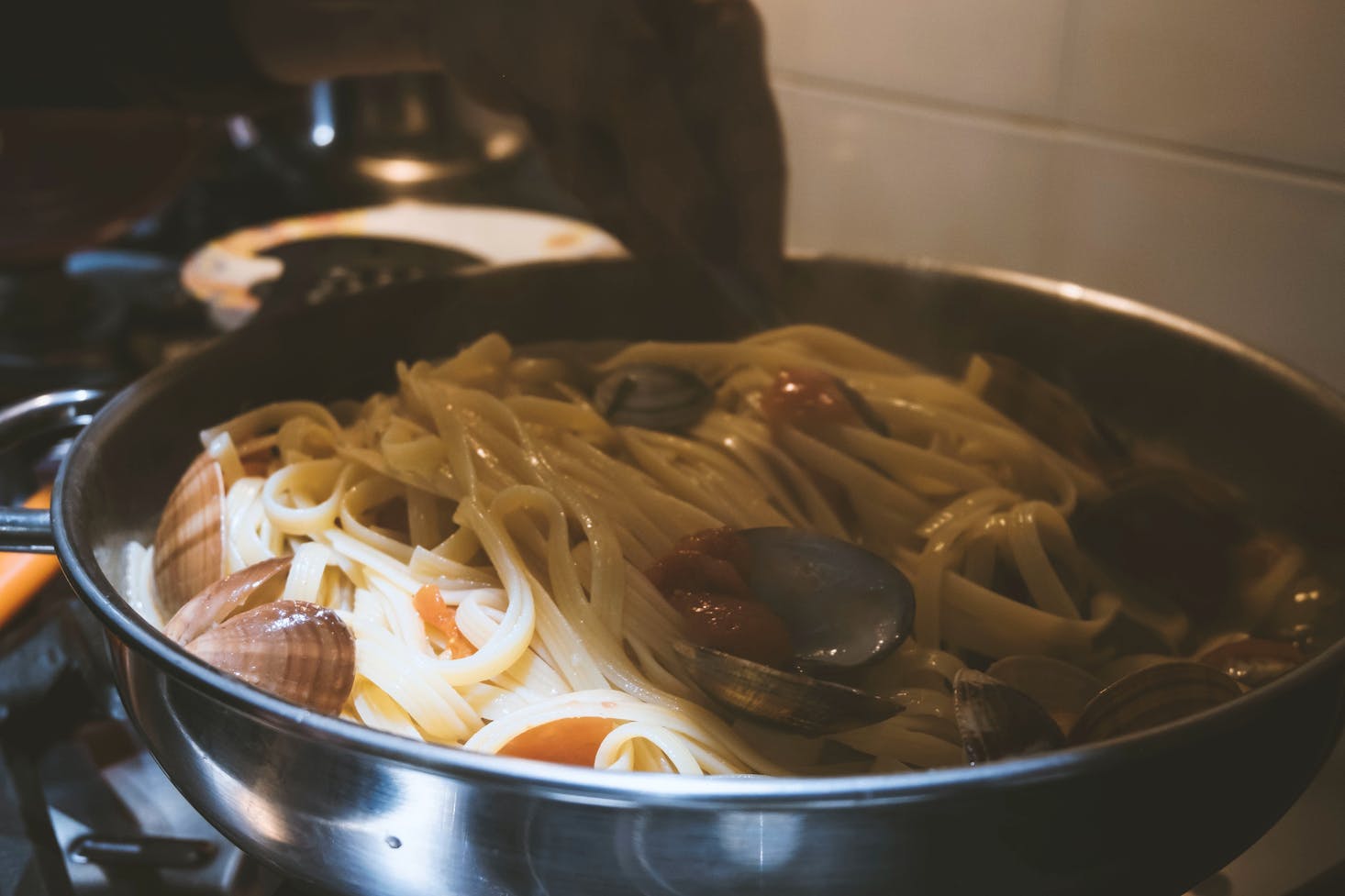 Spaghetti with clams in Naples