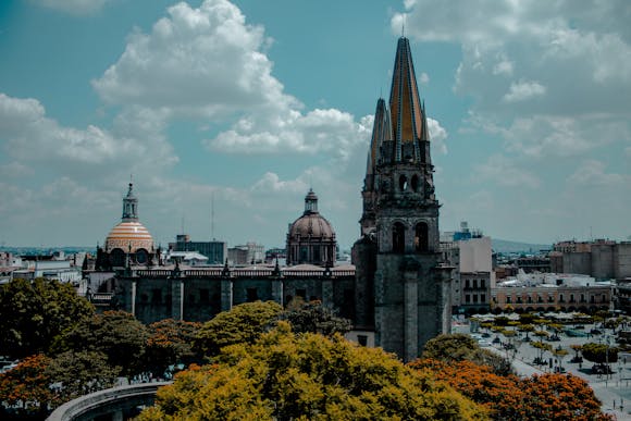 The rooftops of Guadalajara, Mexico, on a sunny day