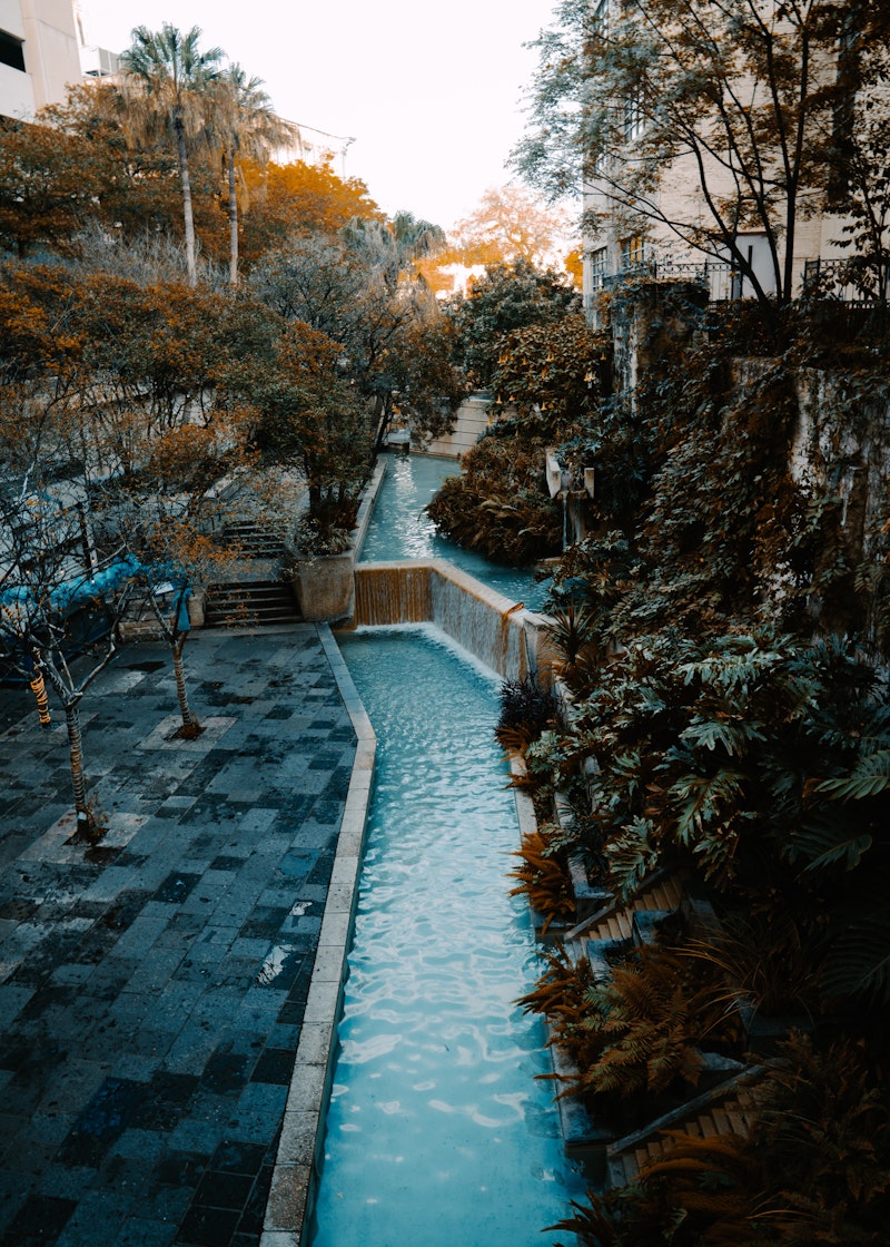 fountain and path