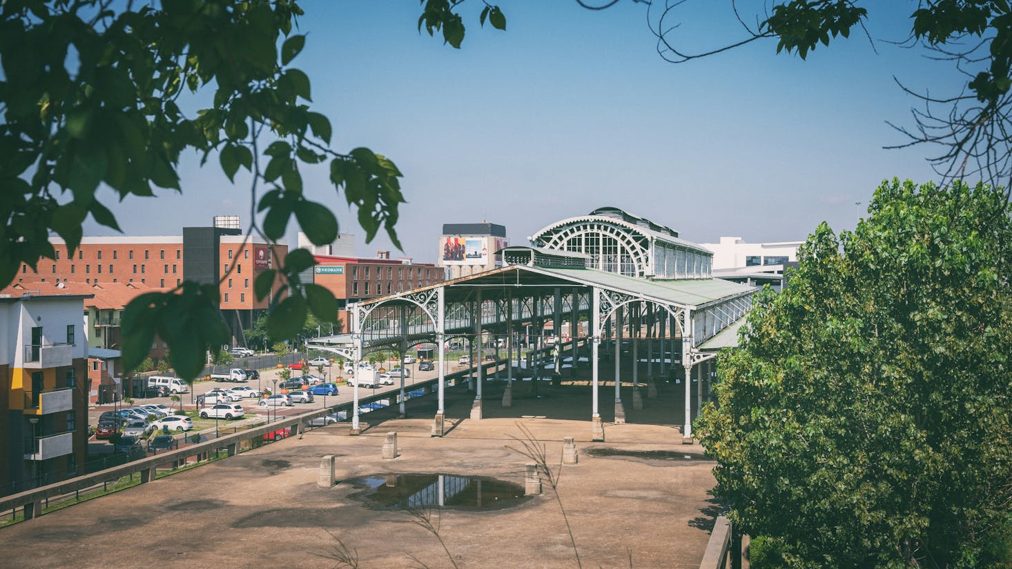 An empty white ornate structure in Johannesburg