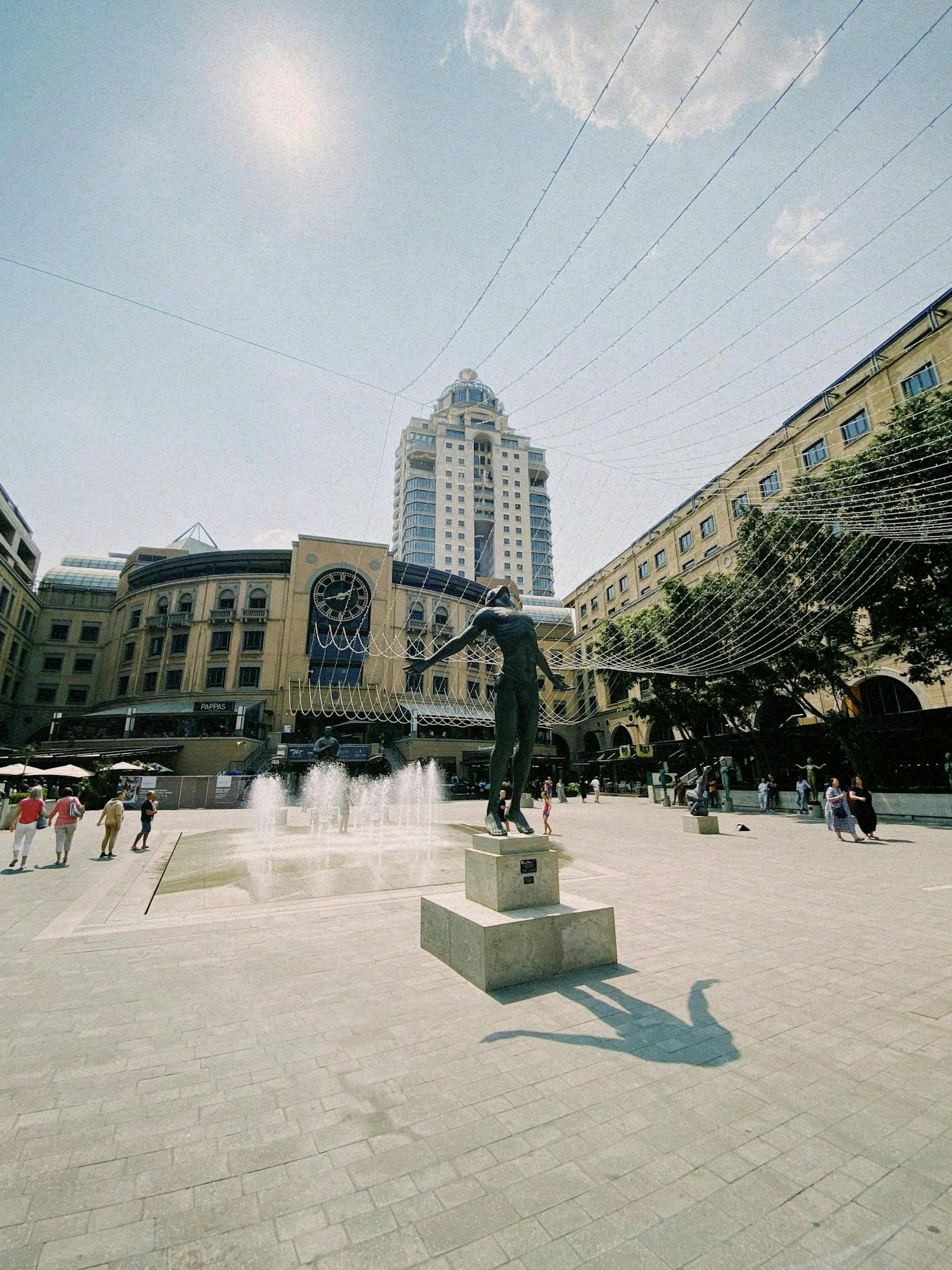 Nelson Mandela Square in Johannesburg with a statue of the namesake peacemaker