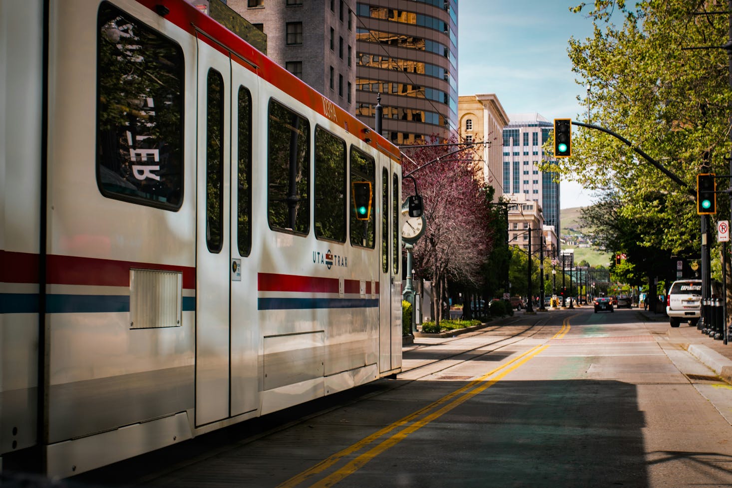 A tram on the streets of Salt Lake City