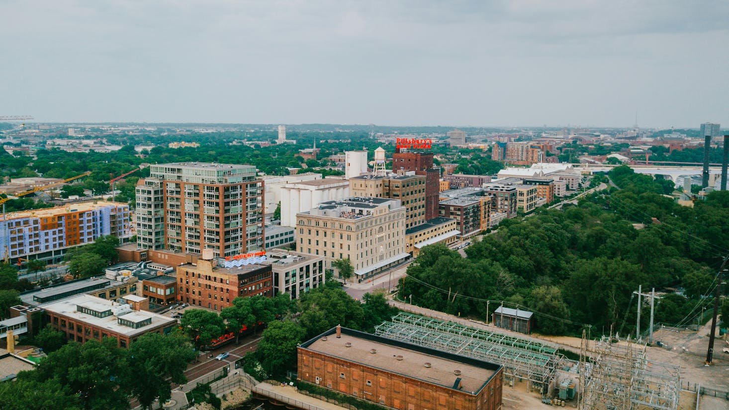 Aerial view of downtown Minneapolis in the daytime