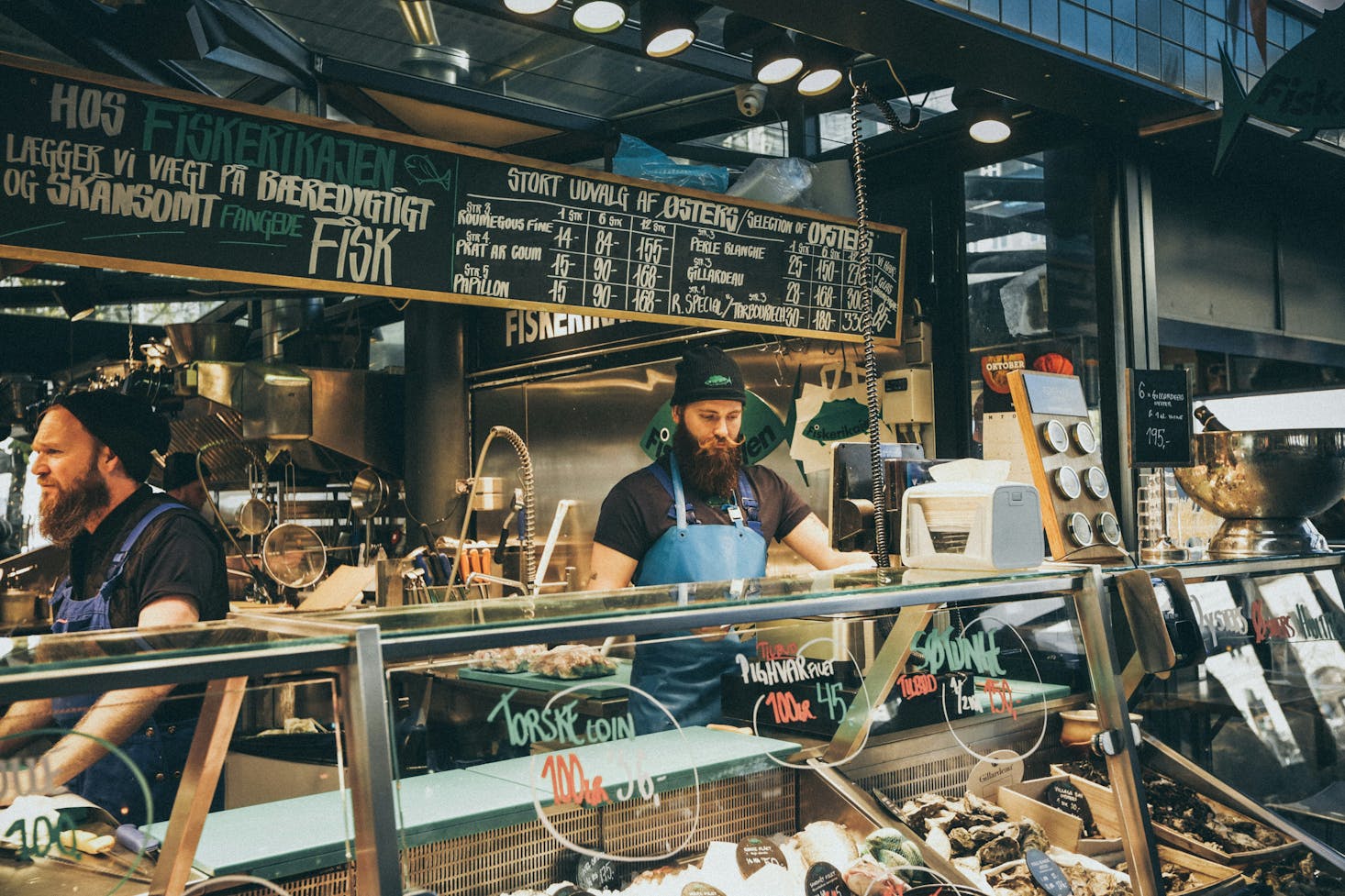 Shopping at a fish market in Copenhagen