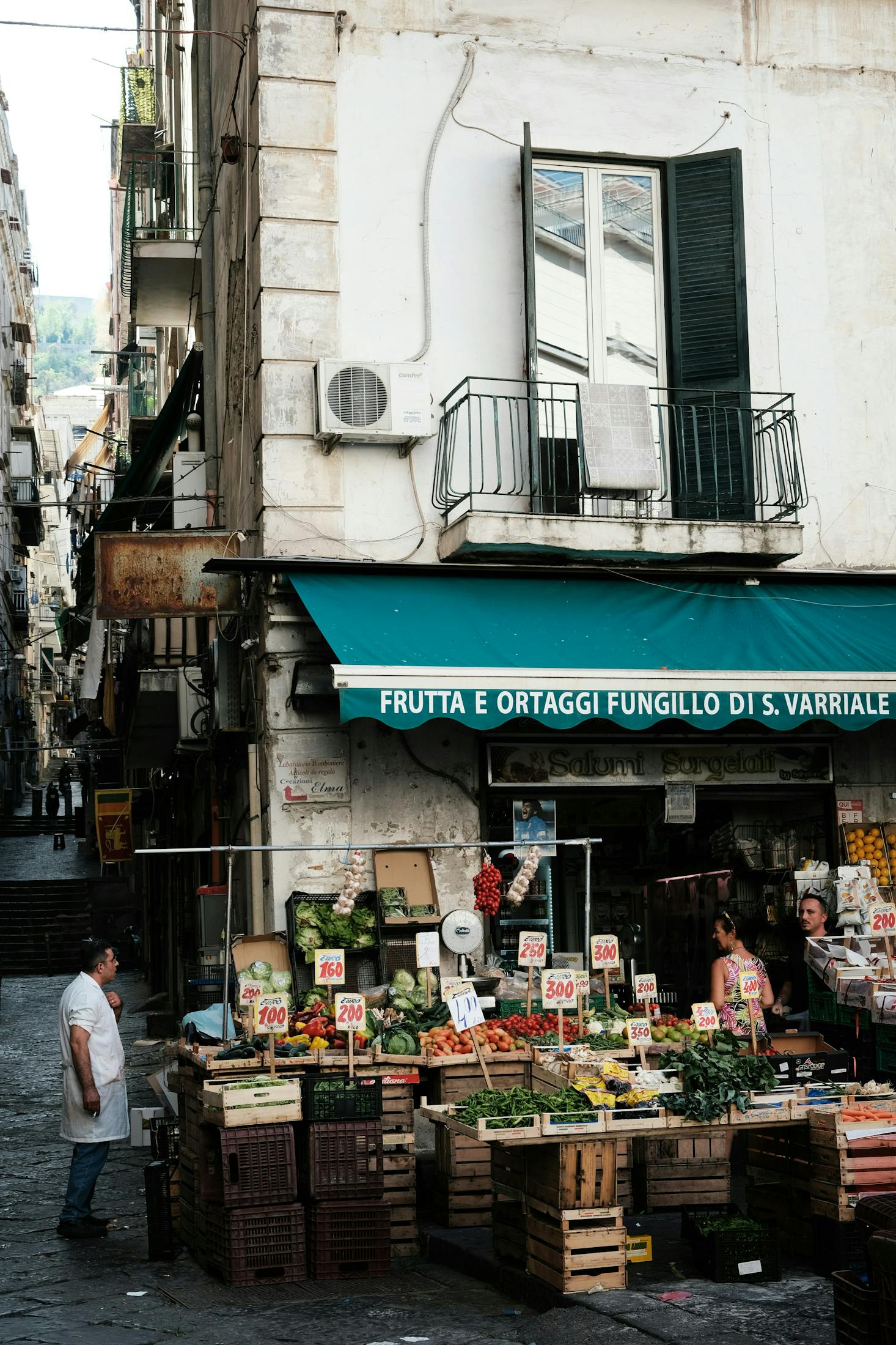 A fruit and vegetable shop's exterior in Naples, Italy