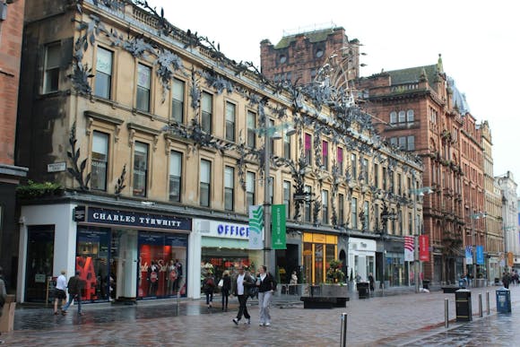 Princes Square Shopping Centre in Buchanan Street, Glasgow, with floral architectural elements