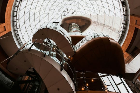 Glass dome and the elevator tower of the Victoria Square shopping centre