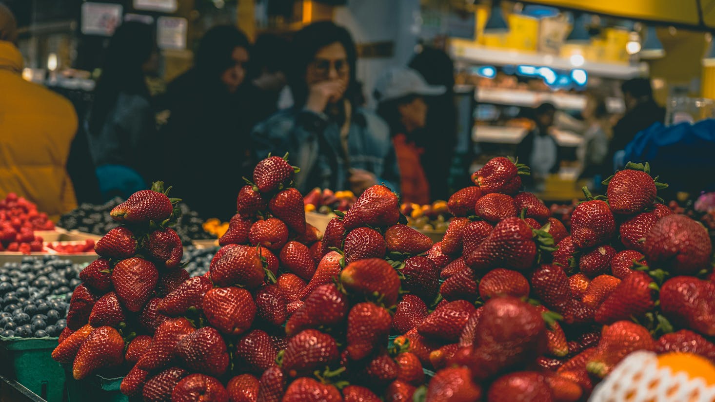 Produce shopping at Vancouver's Granville Island Market