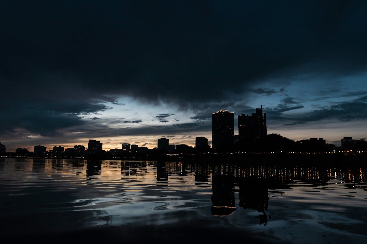 The waterfront in Oakland, California, at night